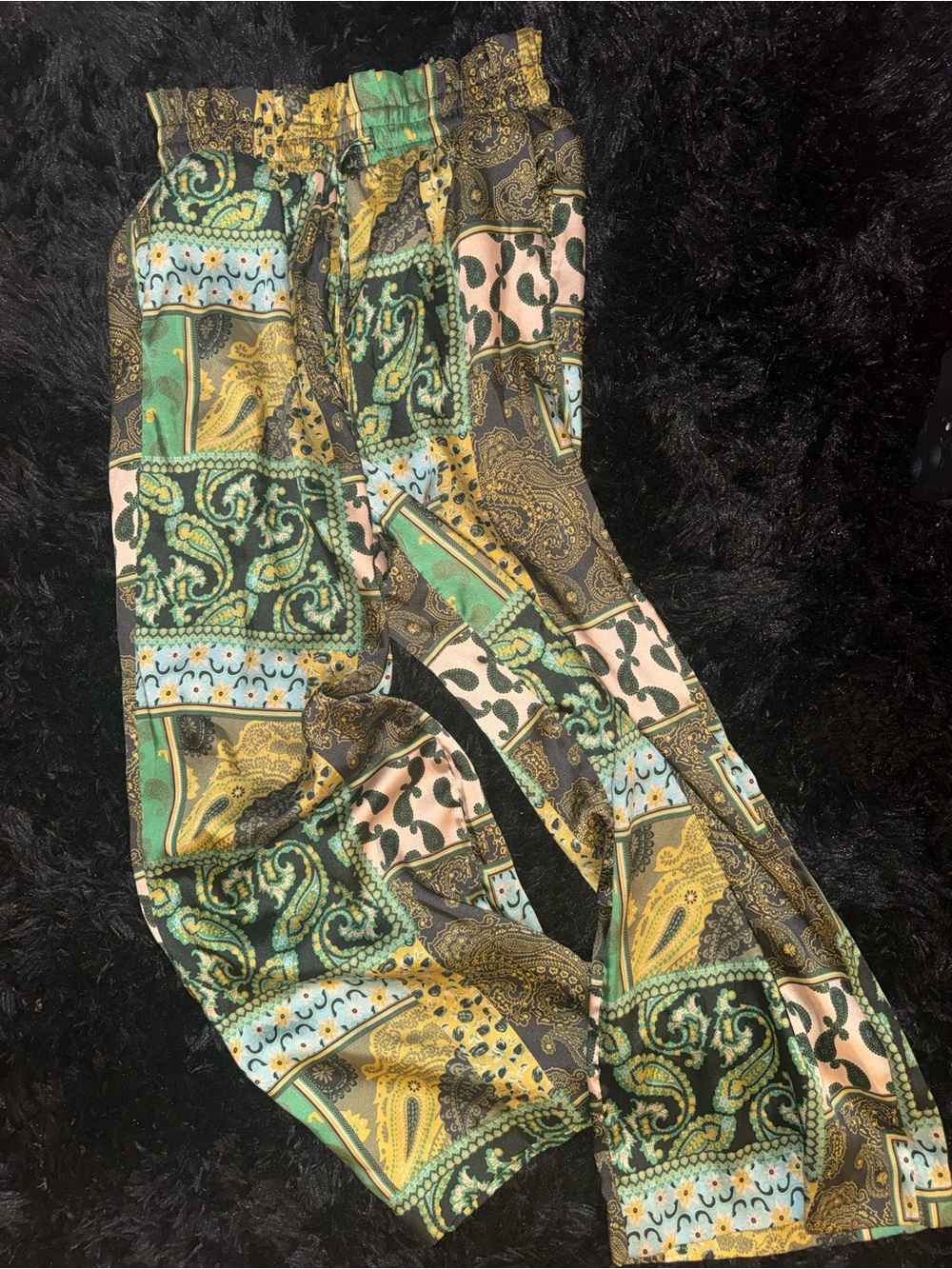 Intimately Free People XS Paisley Patchwork Wide Leg Pants Boho Festival